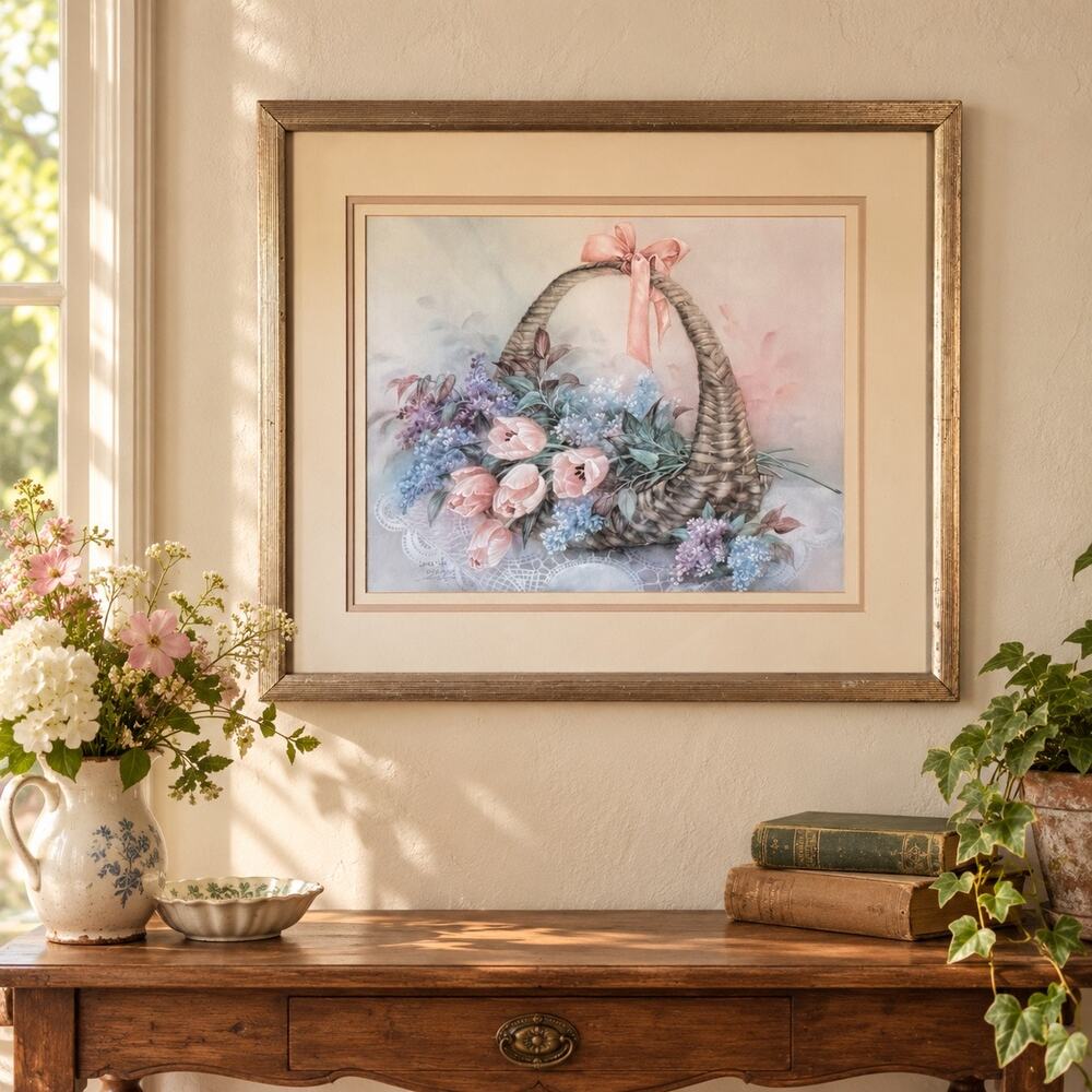 Lena Liu Tulips & Lilacs Limited Edition Print 993/1950 Framed 24x28 Floral